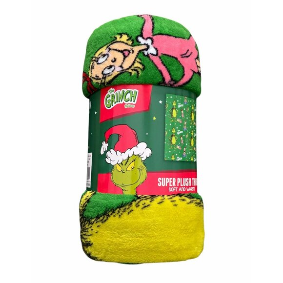 New Grinch Max Plush Throw Blanket Kids Christmas Holiday Gift 46x60 Lightweight - Picture 9 of 9